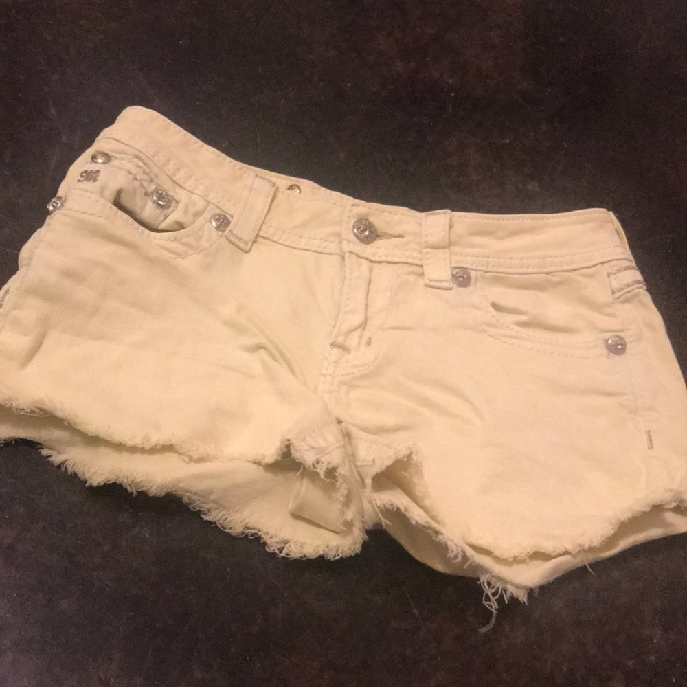 yellow jean shorts